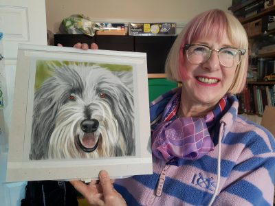 My student with her dog portrait
